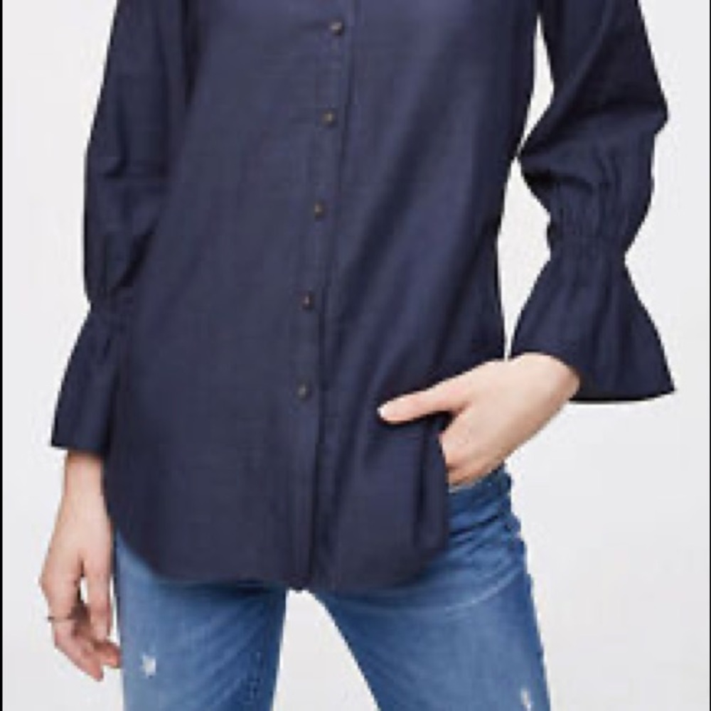 Ann Taylor LOFT Cotton Smocked Trim Tunic - Picture 5 of 6